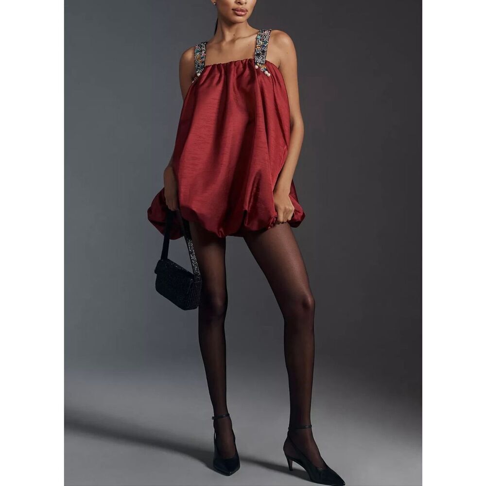 NWT Anthropologie Sunday in Brooklyn Embellished Straps Bubble Mini Dress Small